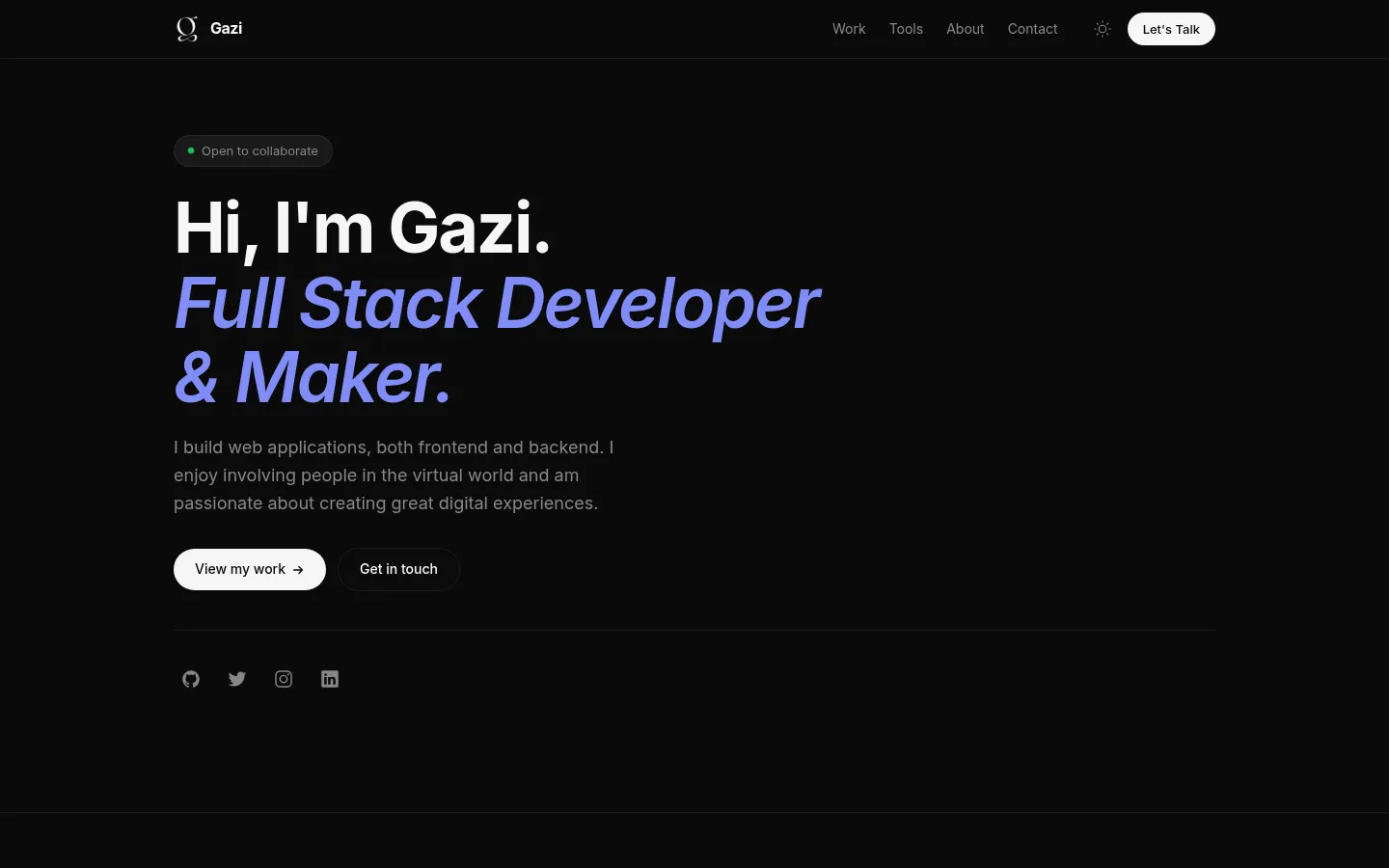 Gazi Efe โ Full Stack Developer & Maker website preview