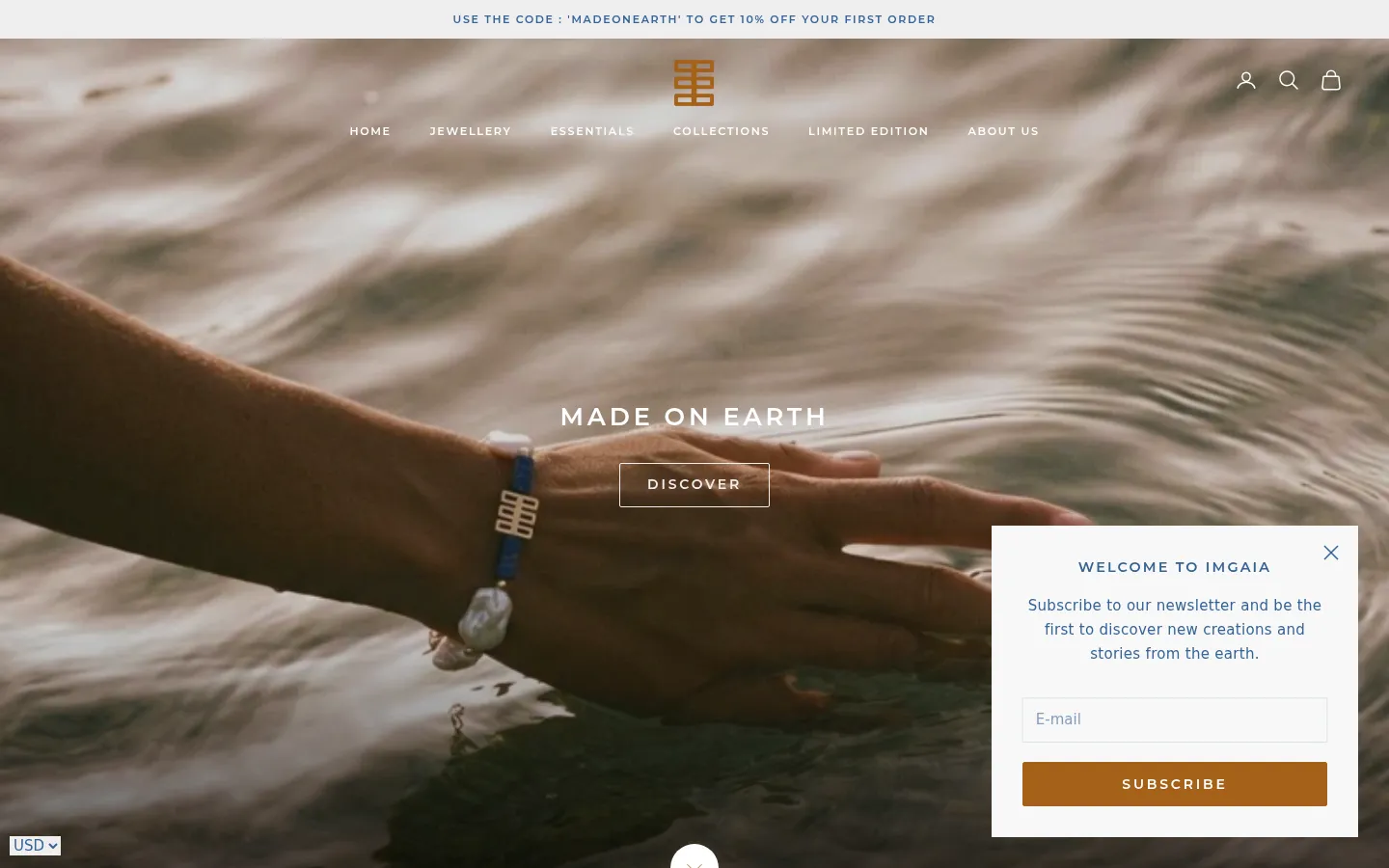 IMGAIA - Made on Earth | Natural Stone Refined Jewellery website preview