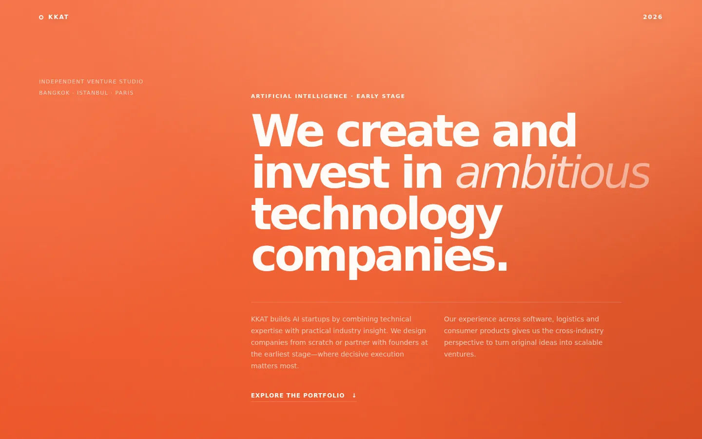 KKAT 2026 — Venture Studio website preview